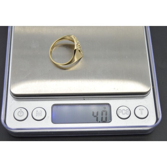 Real Solid 10K Yellow Gold Mens Square Cross  Ring 14.7mm ALL Sizes 4.0grams - Picture 4 of 5